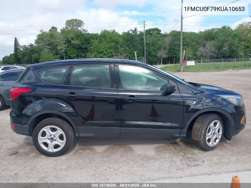 2019 Ford Escape S VIN: 1FMCU0F79KUA10653 Lot: 39706588