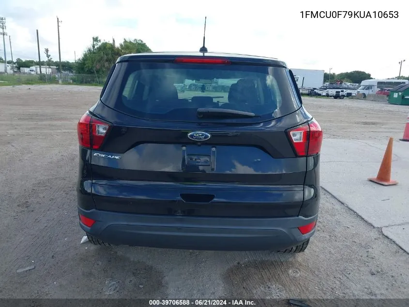 2019 Ford Escape S VIN: 1FMCU0F79KUA10653 Lot: 39706588