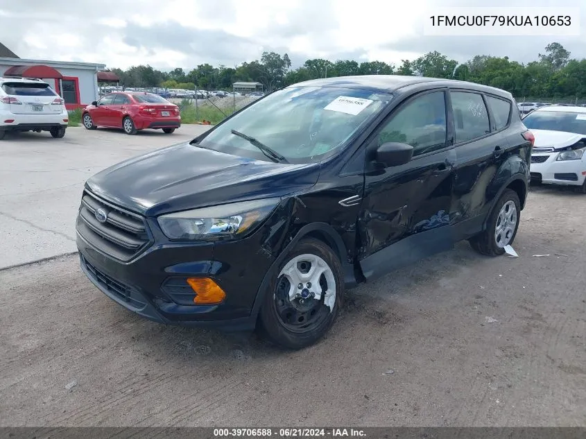 2019 Ford Escape S VIN: 1FMCU0F79KUA10653 Lot: 39706588