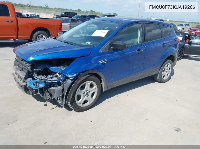 2019 Ford Escape S VIN: 1FMCU0F73KUA19266 Lot: 40152610