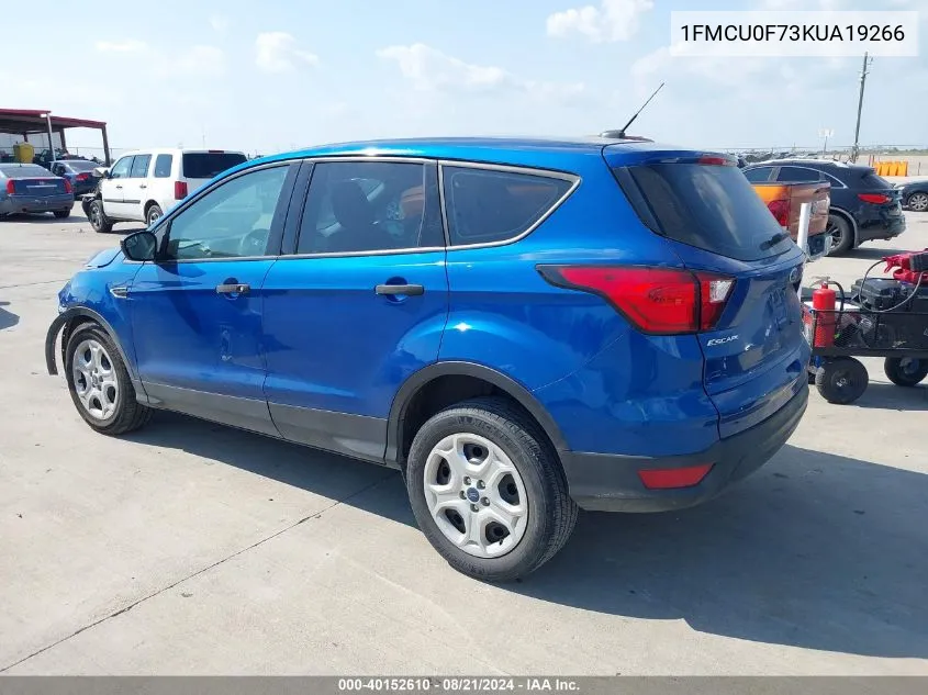 2019 Ford Escape S VIN: 1FMCU0F73KUA19266 Lot: 40152610