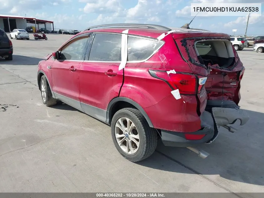 2019 Ford Escape Sel VIN: 1FMCU0HD1KUA62538 Lot: 40365202