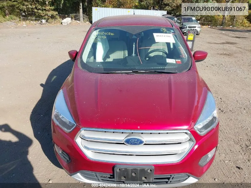 2019 Ford Escape Se VIN: 1FMCU9GD0KUB91067 Lot: 40424306