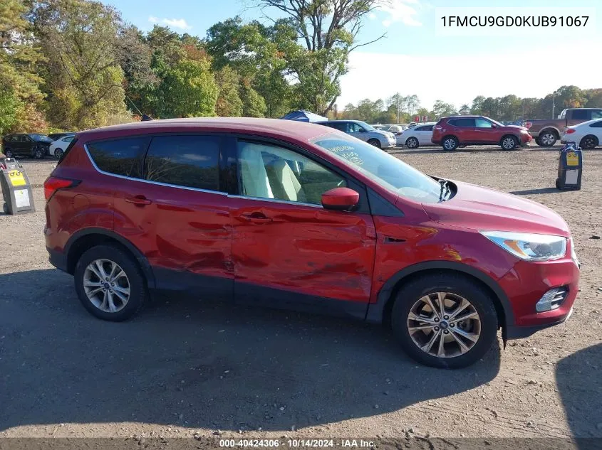 2019 Ford Escape Se VIN: 1FMCU9GD0KUB91067 Lot: 40424306