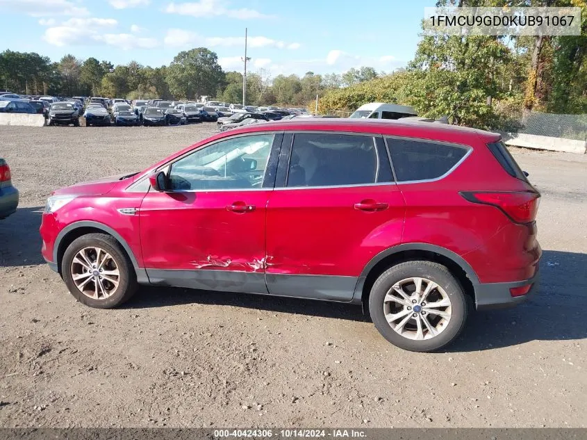 2019 Ford Escape Se VIN: 1FMCU9GD0KUB91067 Lot: 40424306