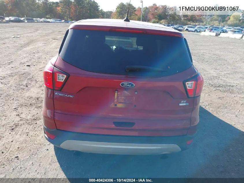 2019 Ford Escape Se VIN: 1FMCU9GD0KUB91067 Lot: 40424306