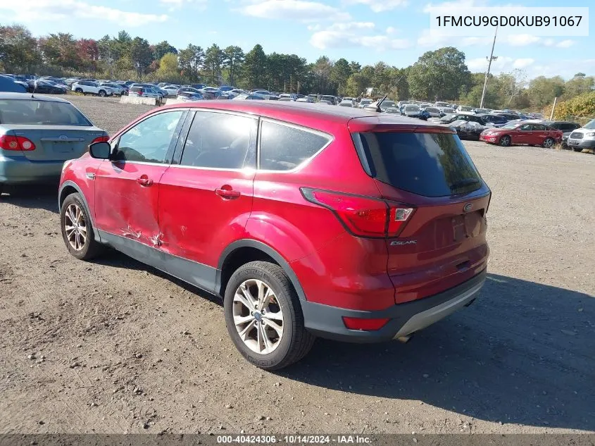 2019 Ford Escape Se VIN: 1FMCU9GD0KUB91067 Lot: 40424306