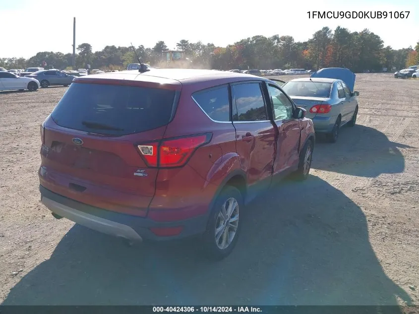 2019 Ford Escape Se VIN: 1FMCU9GD0KUB91067 Lot: 40424306