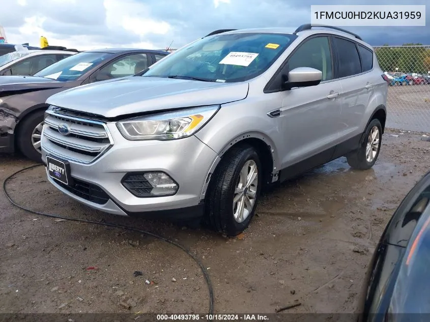 2019 Ford Escape Sel VIN: 1FMCU0HD2KUA31959 Lot: 40493795