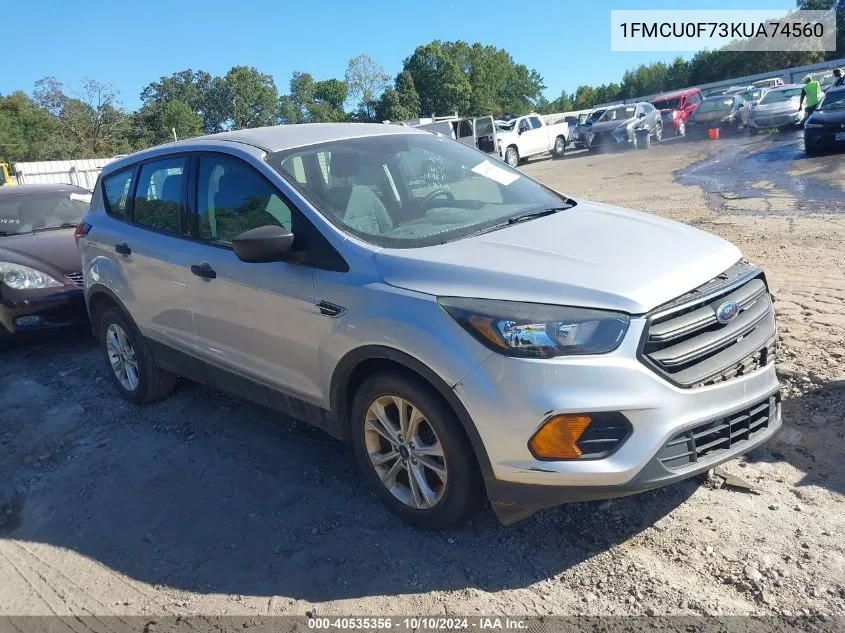 2019 Ford Escape S VIN: 1FMCU0F73KUA74560 Lot: 40535356