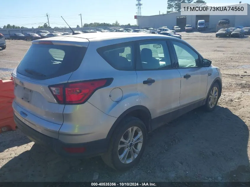 2019 Ford Escape S VIN: 1FMCU0F73KUA74560 Lot: 40535356