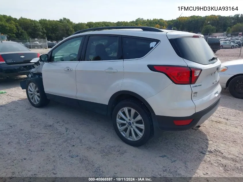 2019 Ford Escape Sel VIN: 1FMCU9HD3KUA93164 Lot: 40568597