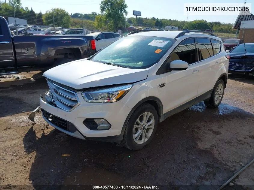 2019 Ford Escape Sel VIN: 1FMCU0HD4KUC31385 Lot: 40577483