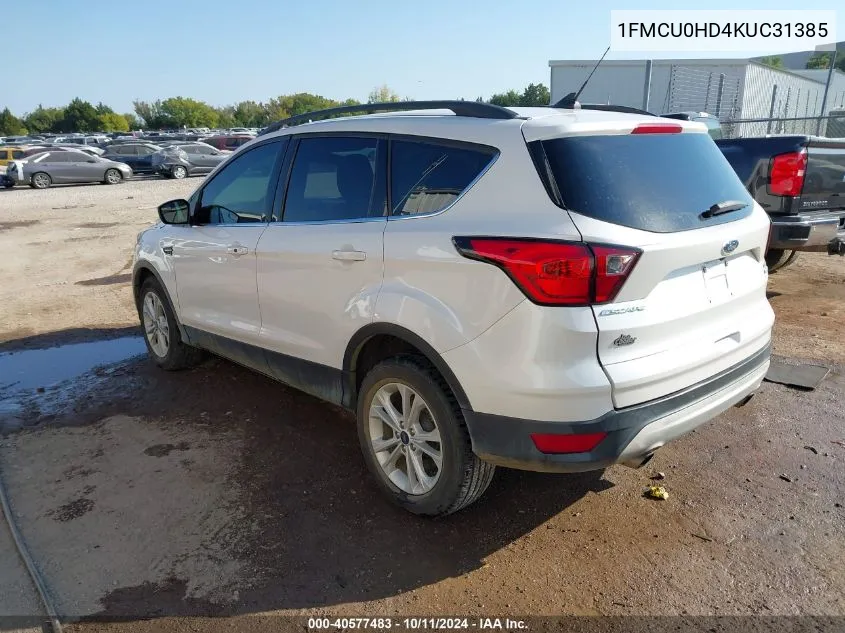 2019 Ford Escape Sel VIN: 1FMCU0HD4KUC31385 Lot: 40577483