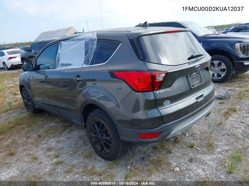 2019 Ford Escape Se VIN: 1FMCU0GD2KUA12037 Lot: 40590915