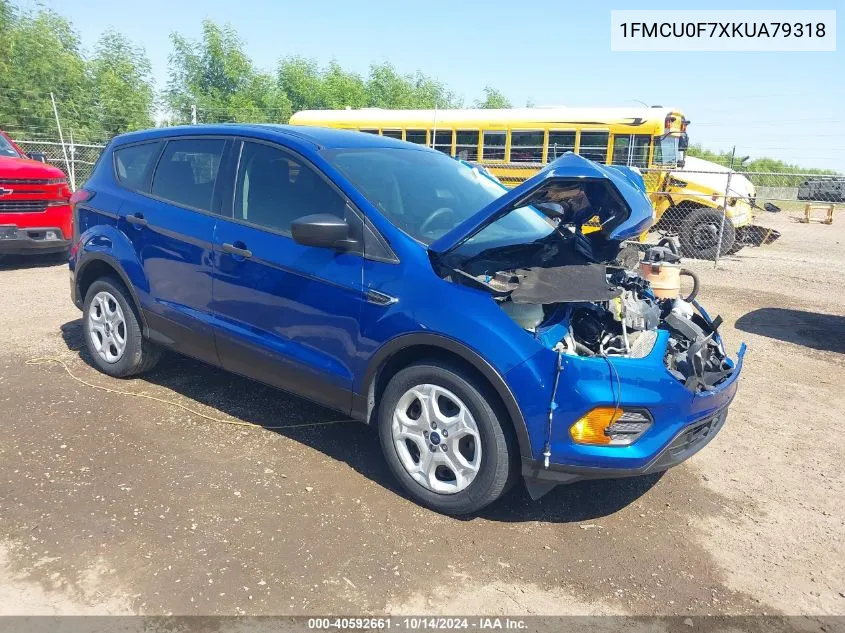 2019 Ford Escape S VIN: 1FMCU0F7XKUA79318 Lot: 40592661