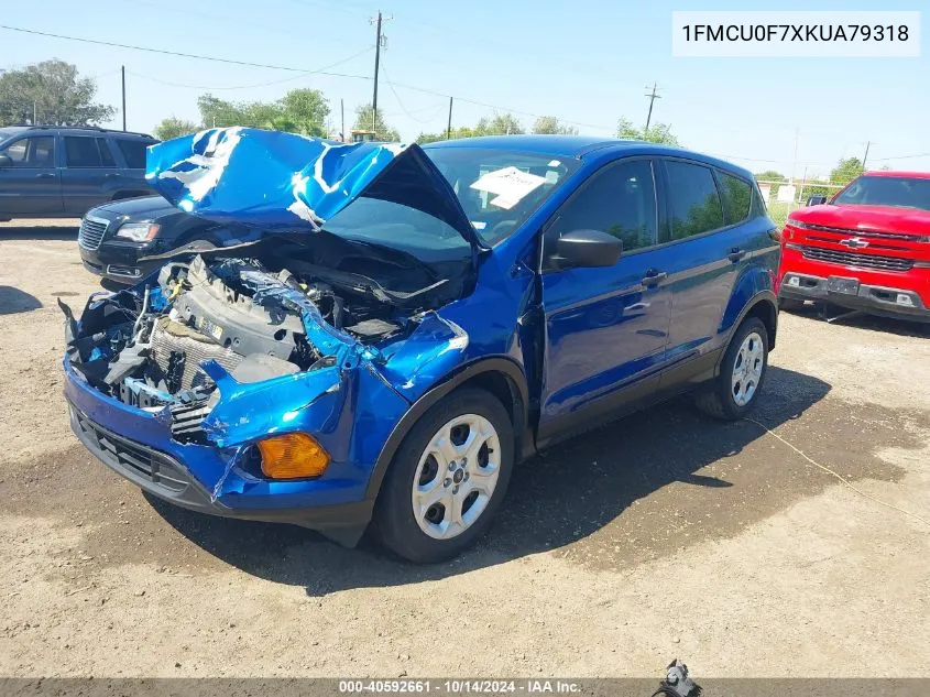 2019 Ford Escape S VIN: 1FMCU0F7XKUA79318 Lot: 40592661