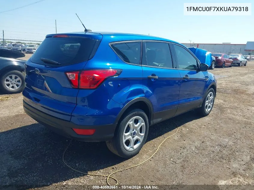 2019 Ford Escape S VIN: 1FMCU0F7XKUA79318 Lot: 40592661