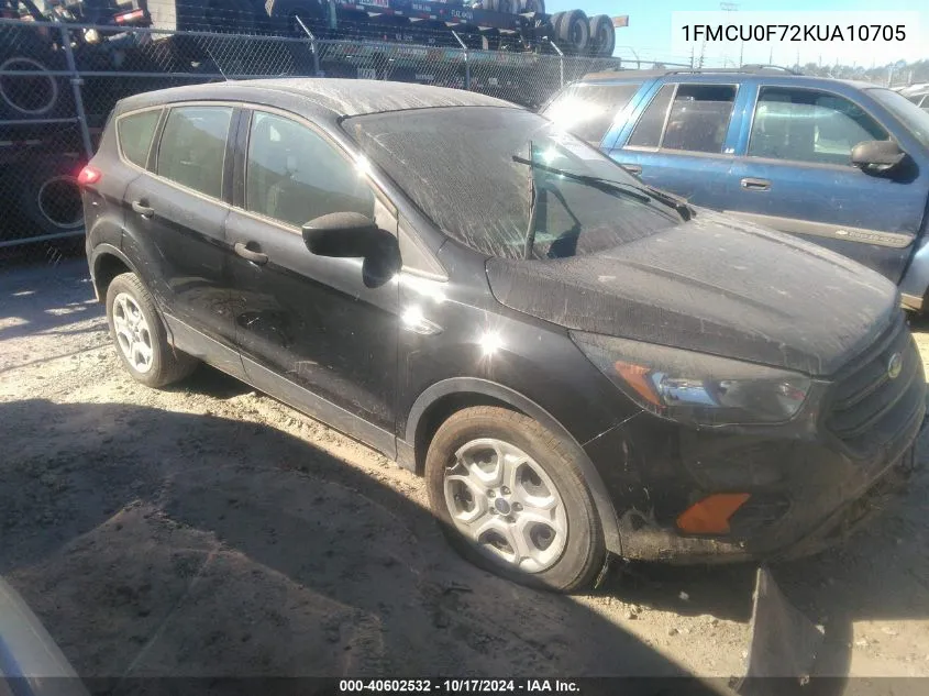 2019 Ford Escape S VIN: 1FMCU0F72KUA10705 Lot: 40602532