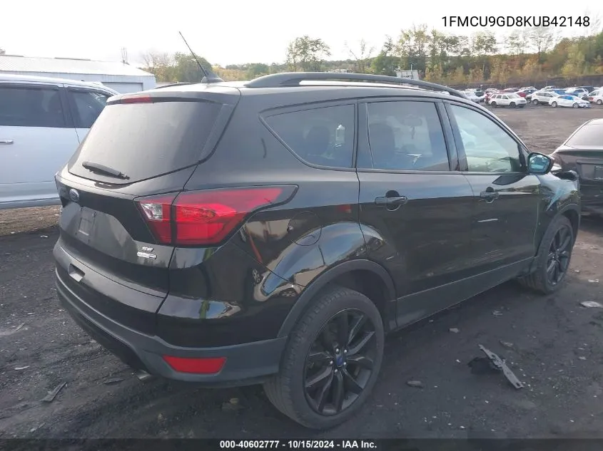 2019 Ford Escape Se VIN: 1FMCU9GD8KUB42148 Lot: 40602777