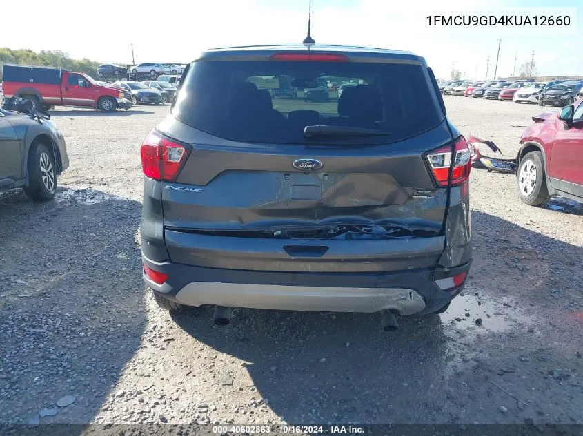 2019 Ford Escape Se VIN: 1FMCU9GD4KUA12660 Lot: 40602863