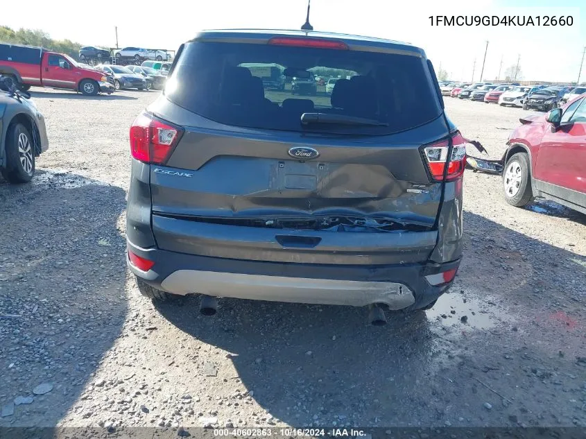 2019 Ford Escape Se VIN: 1FMCU9GD4KUA12660 Lot: 40602863