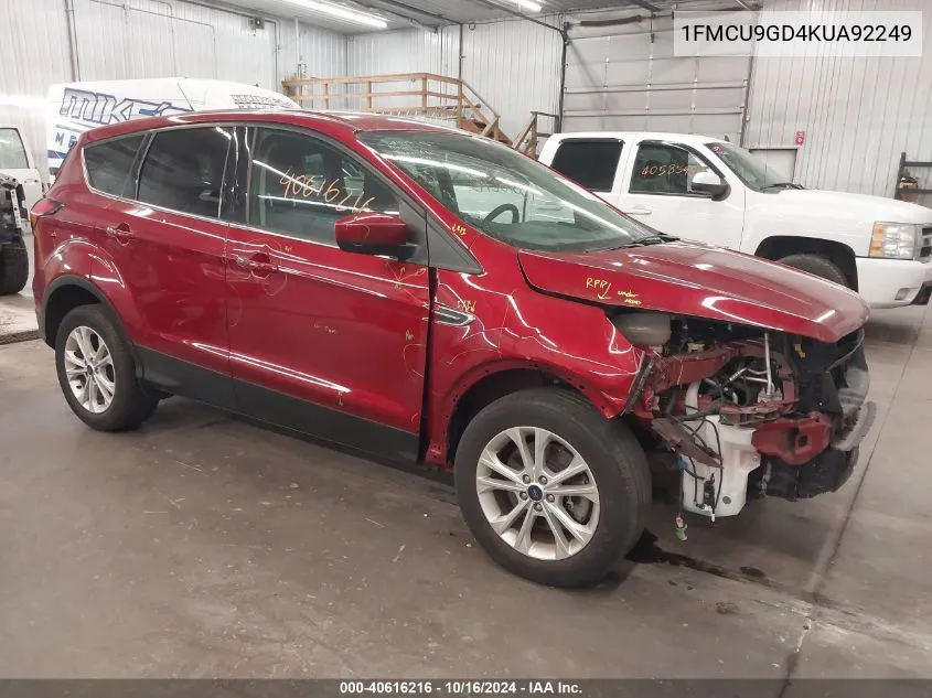 2019 Ford Escape Se VIN: 1FMCU9GD4KUA92249 Lot: 40616216