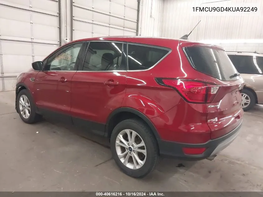 2019 Ford Escape Se VIN: 1FMCU9GD4KUA92249 Lot: 40616216