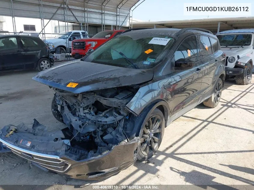 2019 Ford Escape Se VIN: 1FMCU0GD1KUB26112 Lot: 40619310