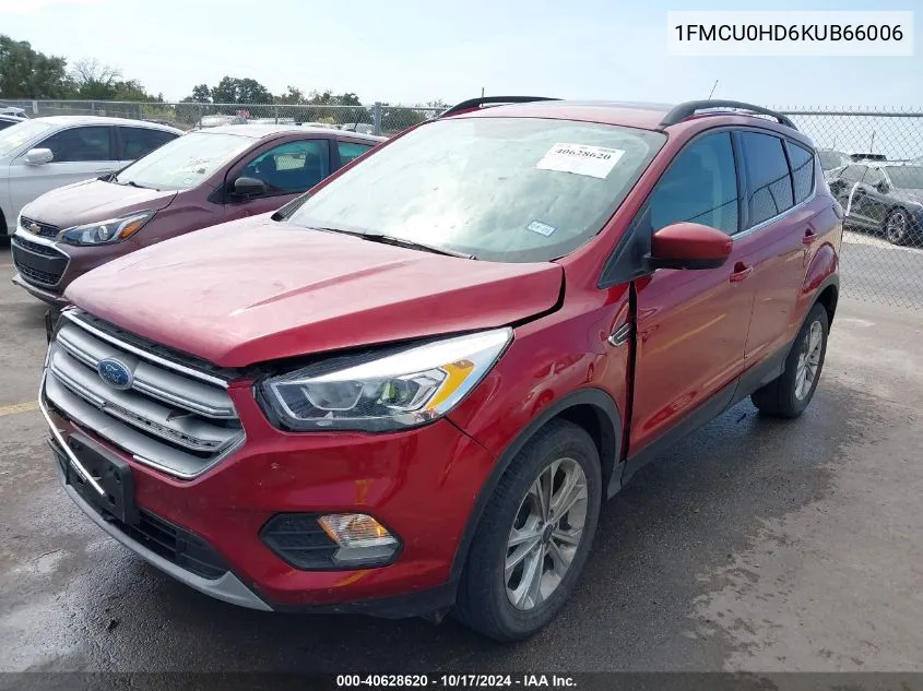 2019 Ford Escape Sel VIN: 1FMCU0HD6KUB66006 Lot: 40628620