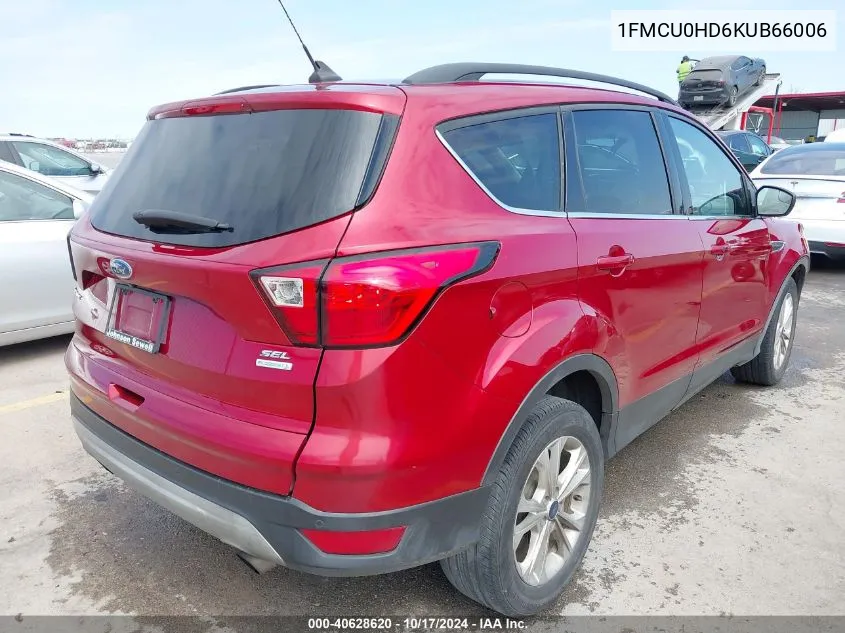 2019 Ford Escape Sel VIN: 1FMCU0HD6KUB66006 Lot: 40628620