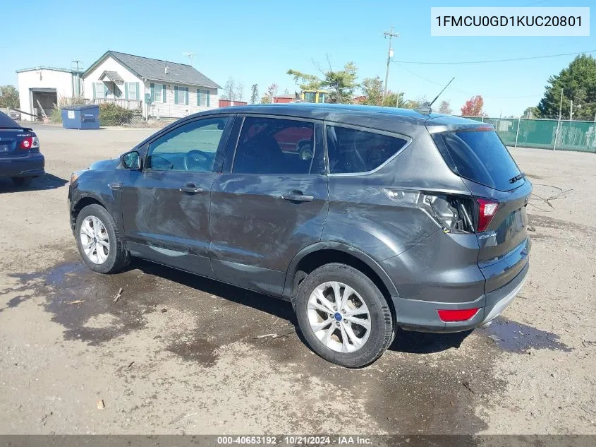 2019 Ford Escape Se VIN: 1FMCU0GD1KUC20801 Lot: 40653192