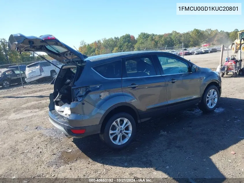 2019 Ford Escape Se VIN: 1FMCU0GD1KUC20801 Lot: 40653192