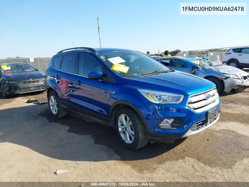 2019 Ford Escape Sel VIN: 1FMCU0HD9KUA62478 Lot: 40657312