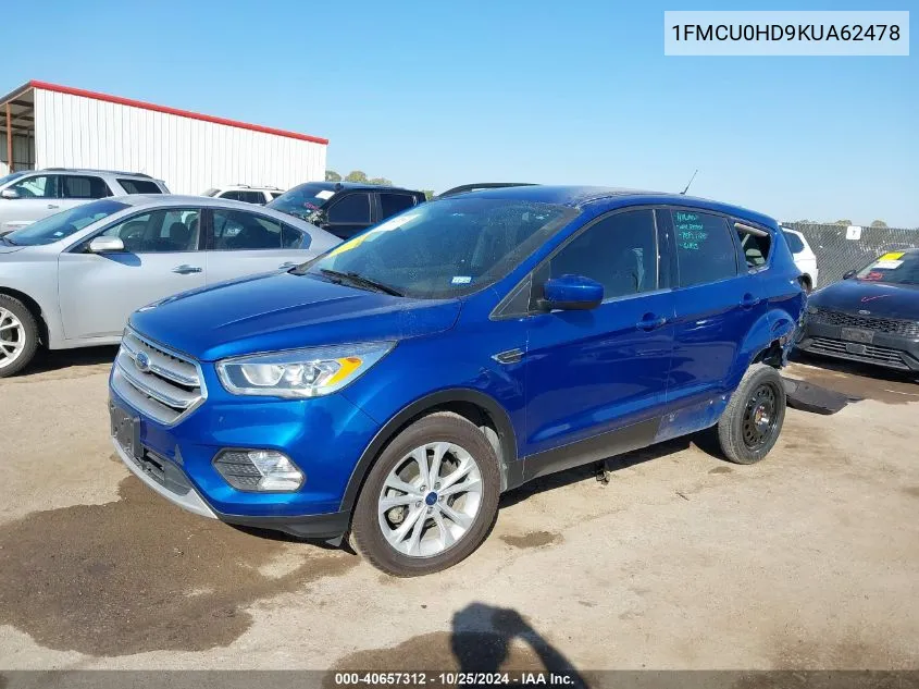 2019 Ford Escape Sel VIN: 1FMCU0HD9KUA62478 Lot: 40657312