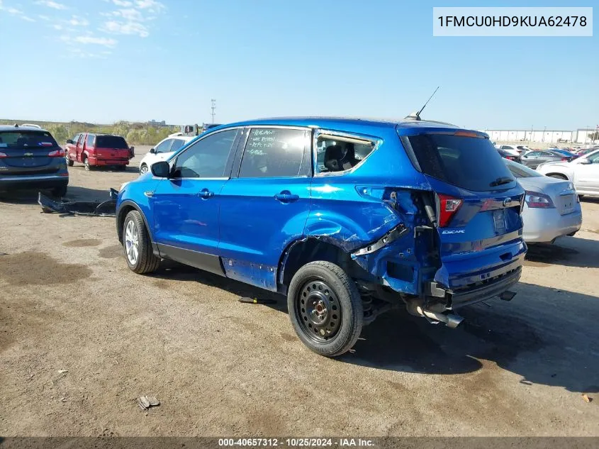 2019 Ford Escape Sel VIN: 1FMCU0HD9KUA62478 Lot: 40657312