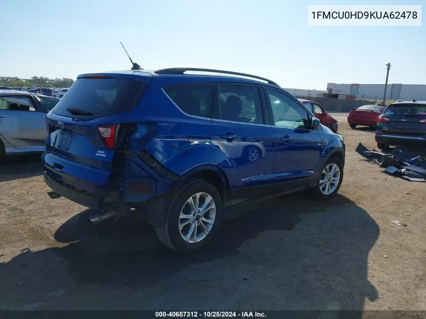 2019 Ford Escape Sel VIN: 1FMCU0HD9KUA62478 Lot: 40657312