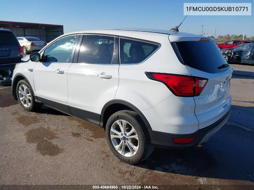 2019 Ford Escape Se VIN: 1FMCU0GD5KUB10771 Lot: 40664965