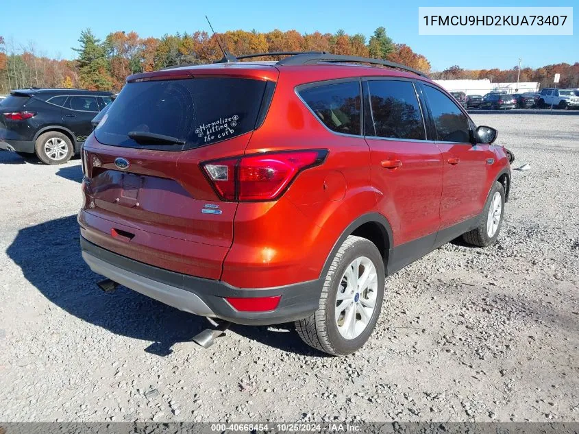 2019 Ford Escape Sel VIN: 1FMCU9HD2KUA73407 Lot: 40668454