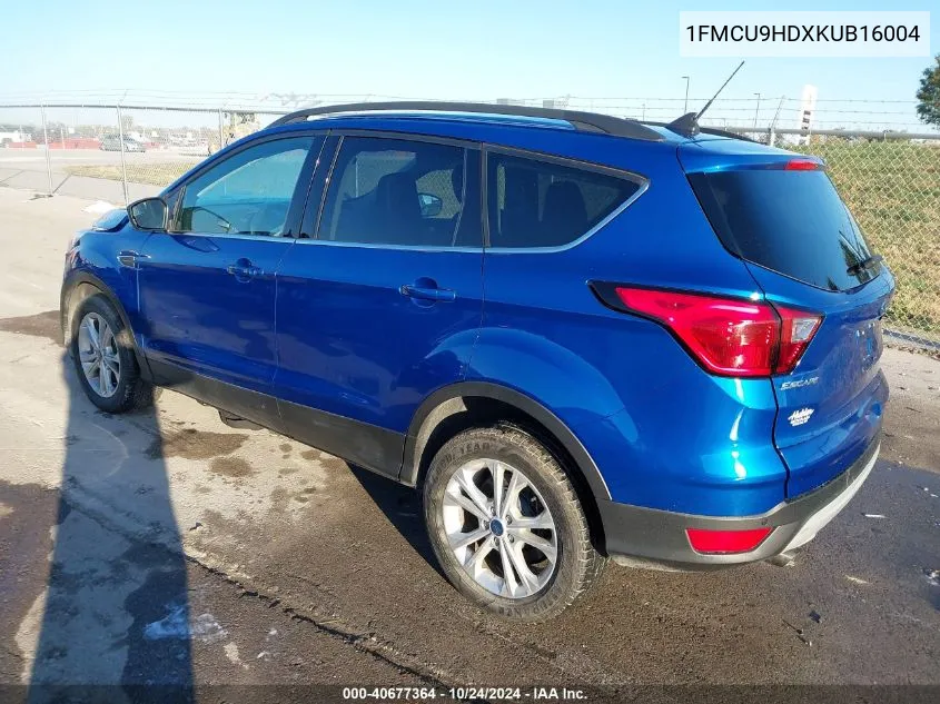 2019 Ford Escape Sel VIN: 1FMCU9HDXKUB16004 Lot: 40677364