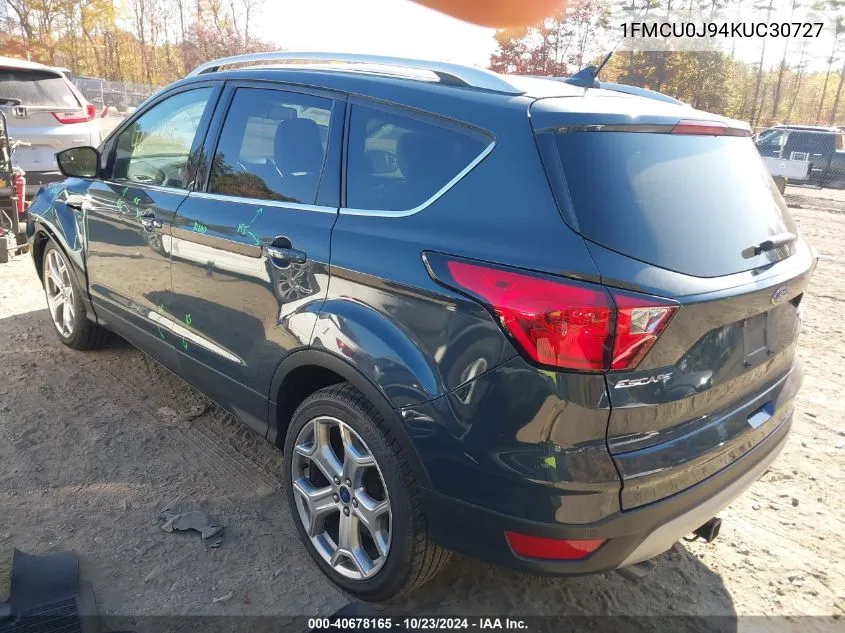 2019 Ford Escape Titanium VIN: 1FMCU0J94KUC30727 Lot: 40678165