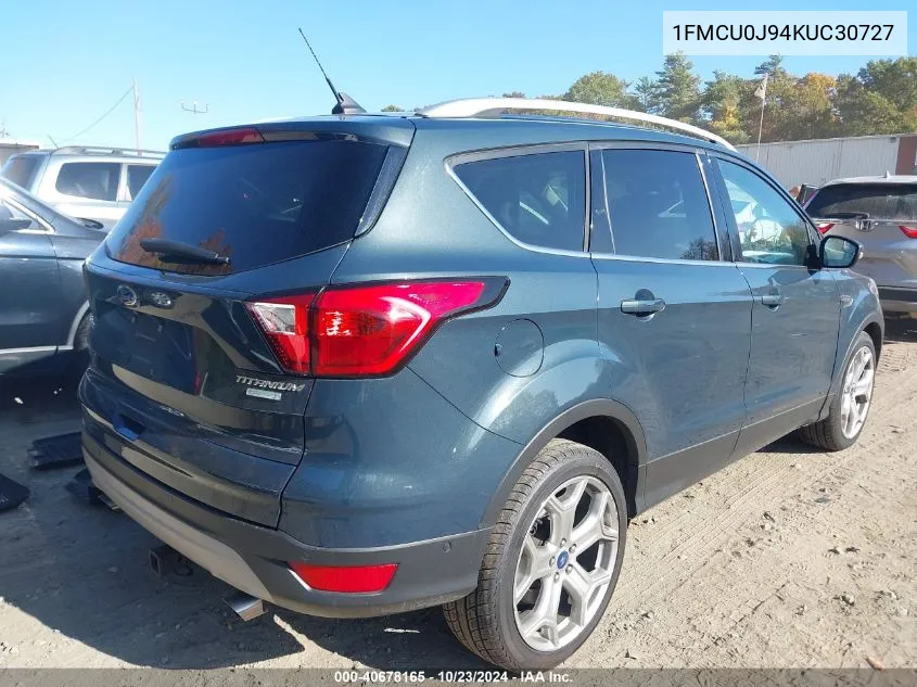 2019 Ford Escape Titanium VIN: 1FMCU0J94KUC30727 Lot: 40678165