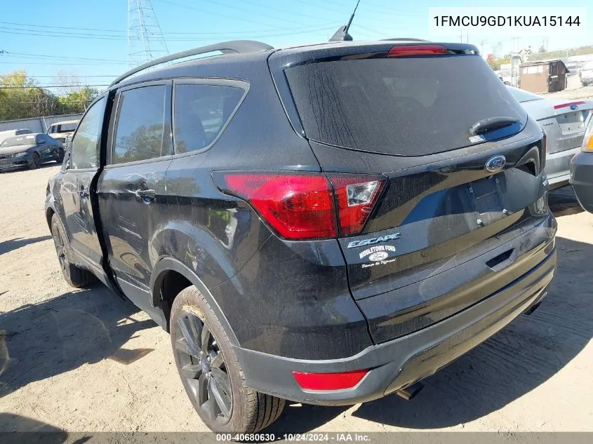 2019 Ford Escape Se VIN: 1FMCU9GD1KUA15144 Lot: 40680630