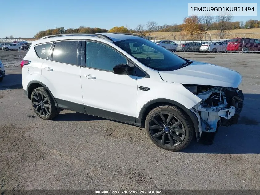 2019 Ford Escape Se VIN: 1FMCU9GD1KUB61494 Lot: 40682288