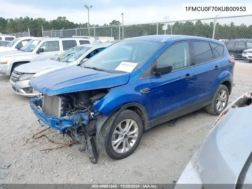 2019 Ford Escape S VIN: 1FMCU0F70KUB00953 Lot: 40691545