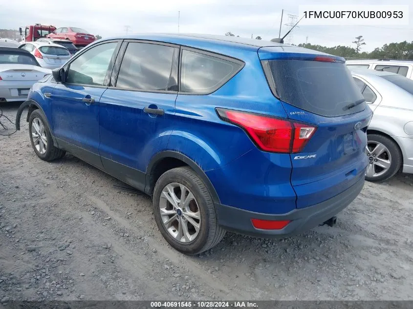 2019 Ford Escape S VIN: 1FMCU0F70KUB00953 Lot: 40691545