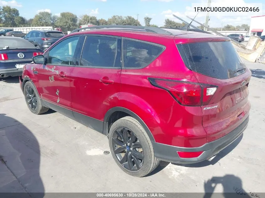 2019 Ford Escape Se VIN: 1FMCU0GD0KUC02466 Lot: 40695630