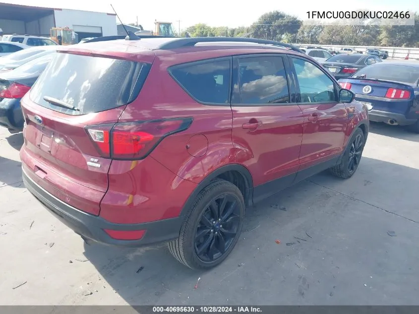 2019 Ford Escape Se VIN: 1FMCU0GD0KUC02466 Lot: 40695630