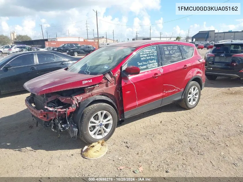 2019 Ford Escape Se VIN: 1FMCU0GD3KUA05162 Lot: 40698278