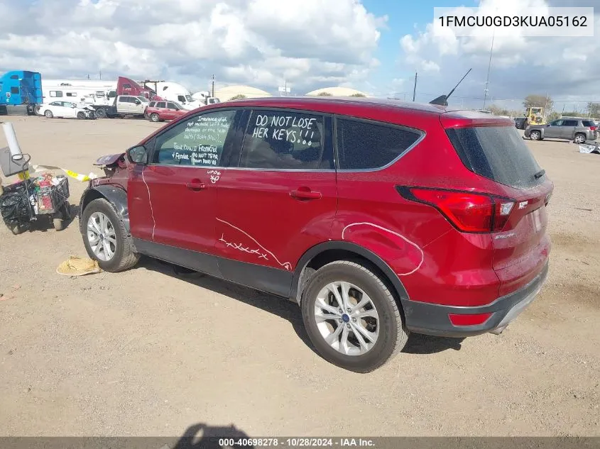 2019 Ford Escape Se VIN: 1FMCU0GD3KUA05162 Lot: 40698278